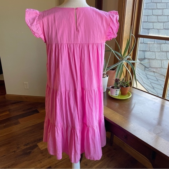Charles Henry Pink Flutter Sleeve Tiered Mini Babydoll Dress - Picture 3 of 11